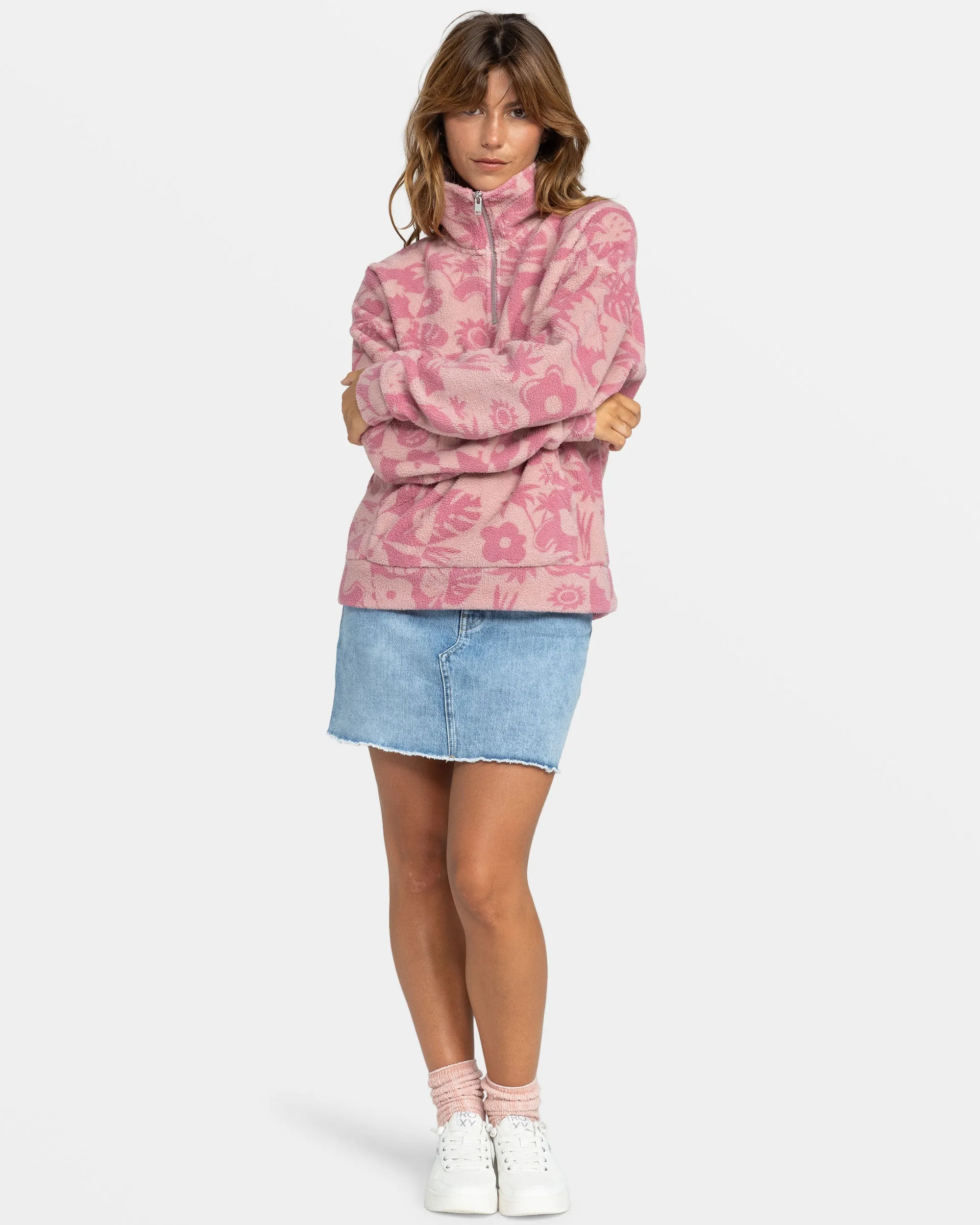 Live Out Loud Half Zip Polar Pullover - Mauve Orchid Sliceoparadise Po