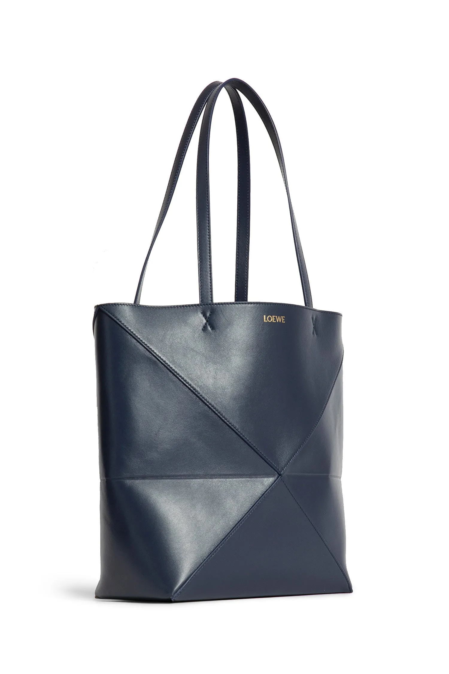 loewe medium puzzle fold tote in shiny calfskin