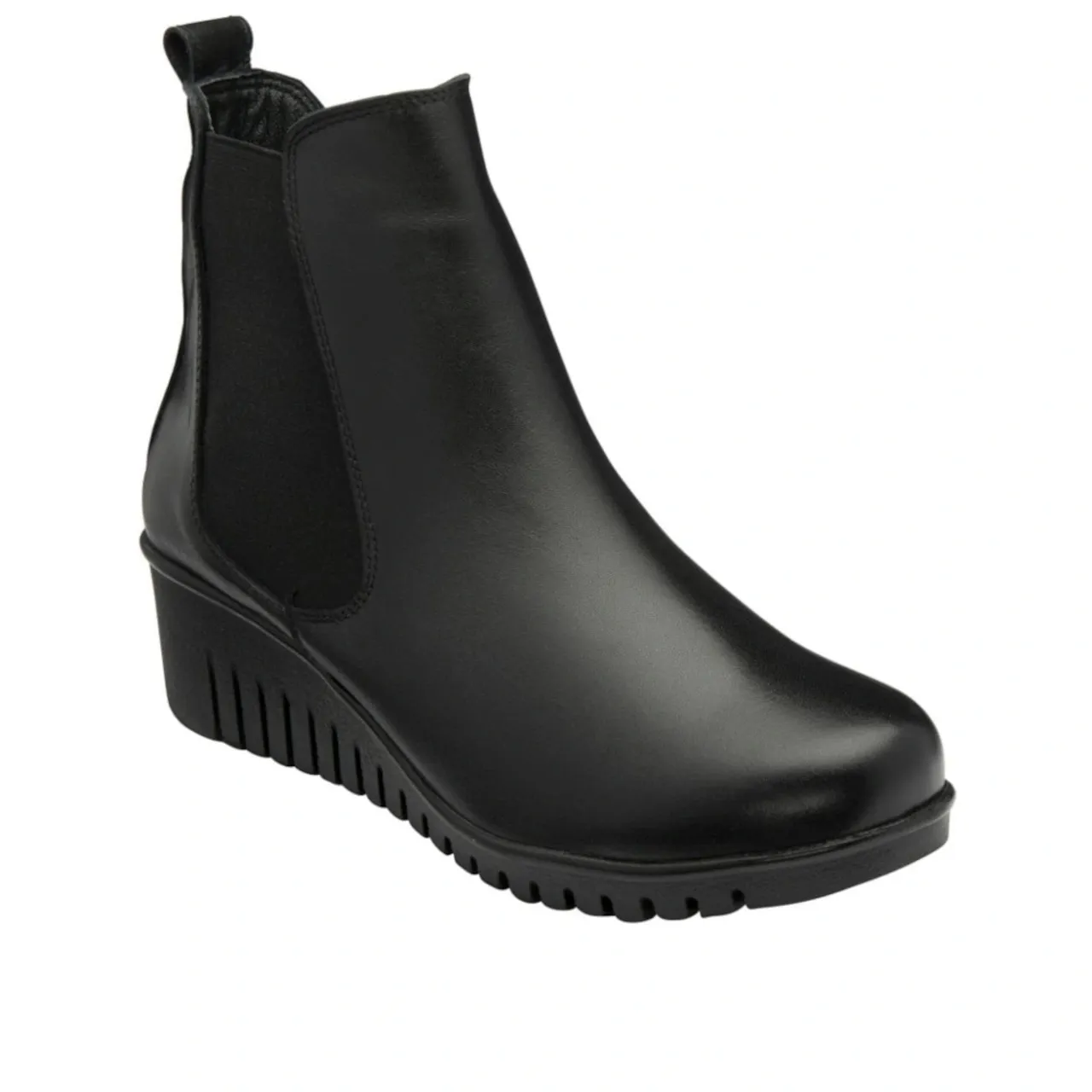 Lotus Dresden ULB382BB0 Black Leather Wedge Ankle Boot