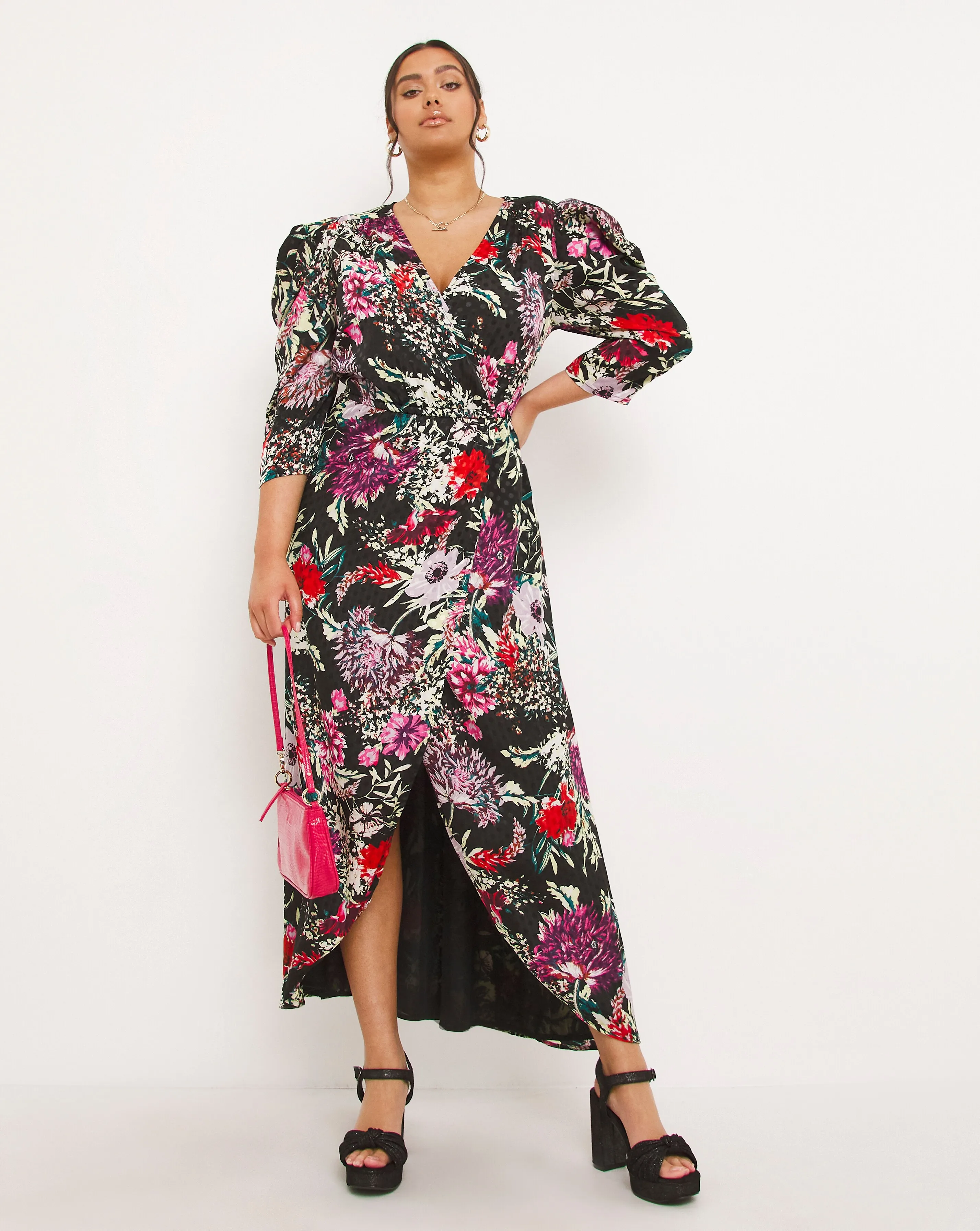 Lovedrobe Rouche Sleeve Smock Wrap Dress | Simply Be