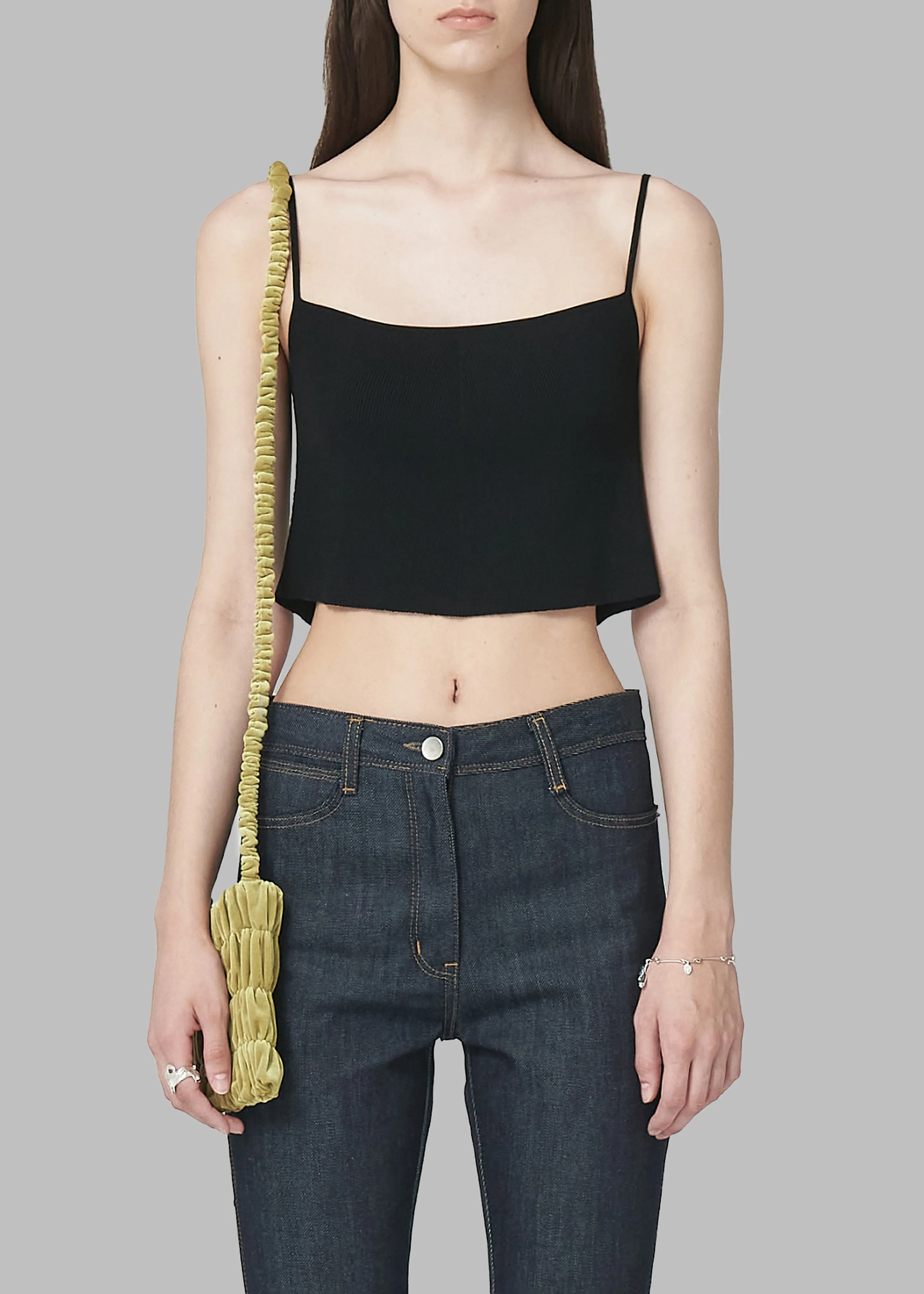 Low Classic Knitted Sleeveless Crop Top - Black