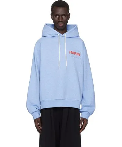 Marni Blue Logo Patch Hoodie