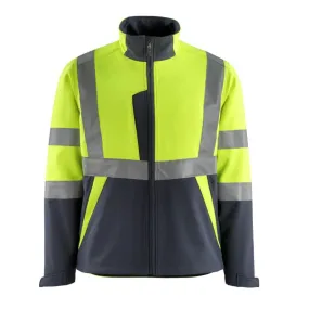 Mascot Workwear Safe Light Kiama Hi-Vis Fleece-Lined Softshell Jacket (Hi-Vis Yellow/Dark Navy)