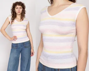 Medium 80s Wrangler Pastel Striped Knit Sleeveless Top