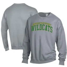 Men's ComfortWash Gray Northern Michigan Wildcats Garment Dyed Fleece Crewneck Pullover Sweatshirt