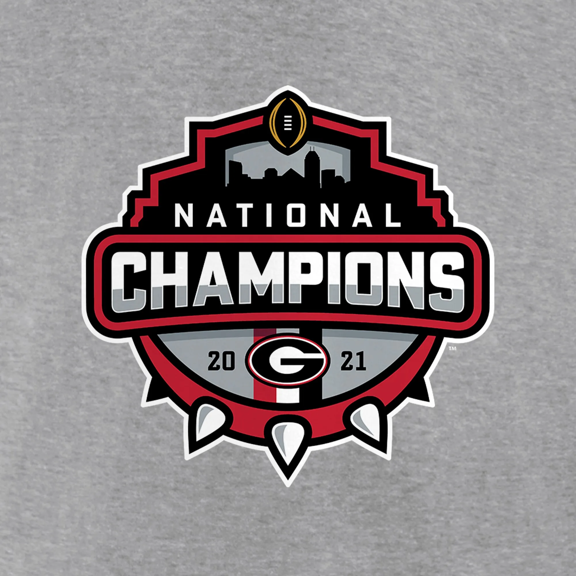 Men's Fanatics Heathered Gray Georgia Bulldogs College Football Playoff 2021 National Champions Officials Crewneck Pullover