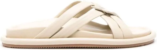 Moncler Bell interwoven-straps slides Neutrals