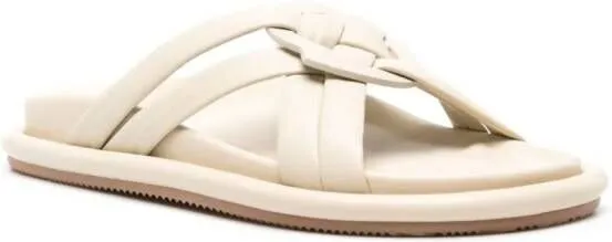 Moncler Bell interwoven-straps slides Neutrals