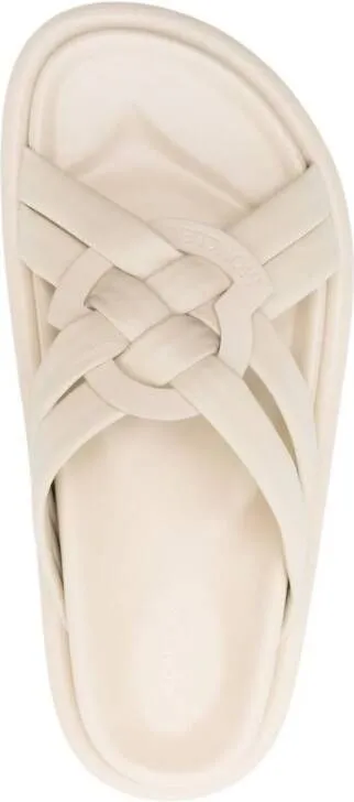 Moncler Bell interwoven-straps slides Neutrals