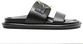 Moncler Bell leather slides Black