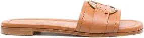 Moncler Bell leather slides Brown