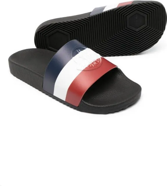 Moncler Enfant Basile embossed-logo slides Black