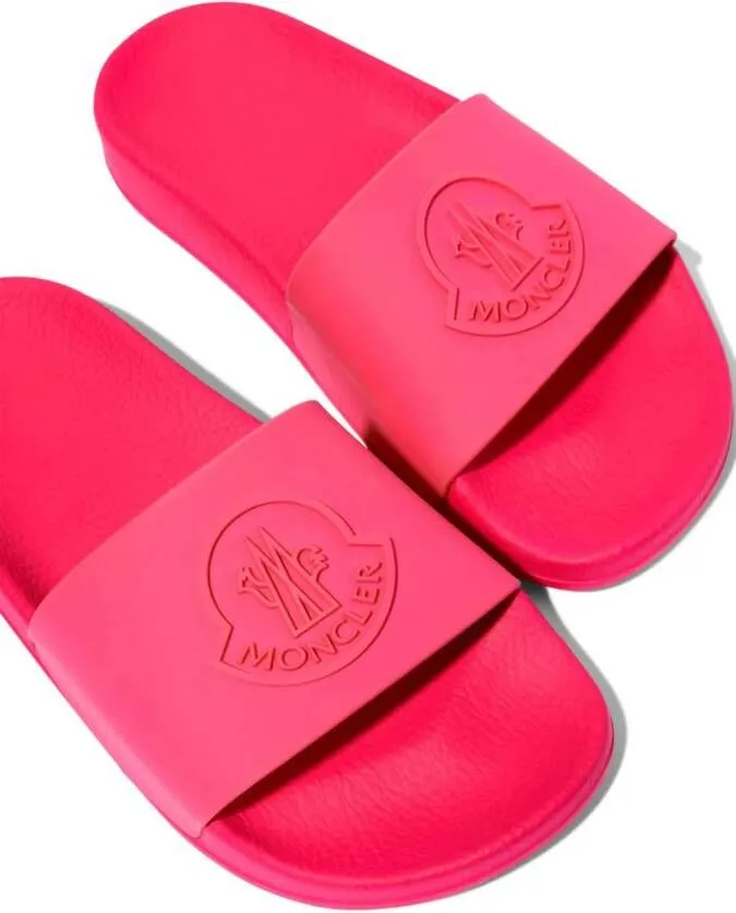 Moncler Enfant Basile logo-embossed slides Pink