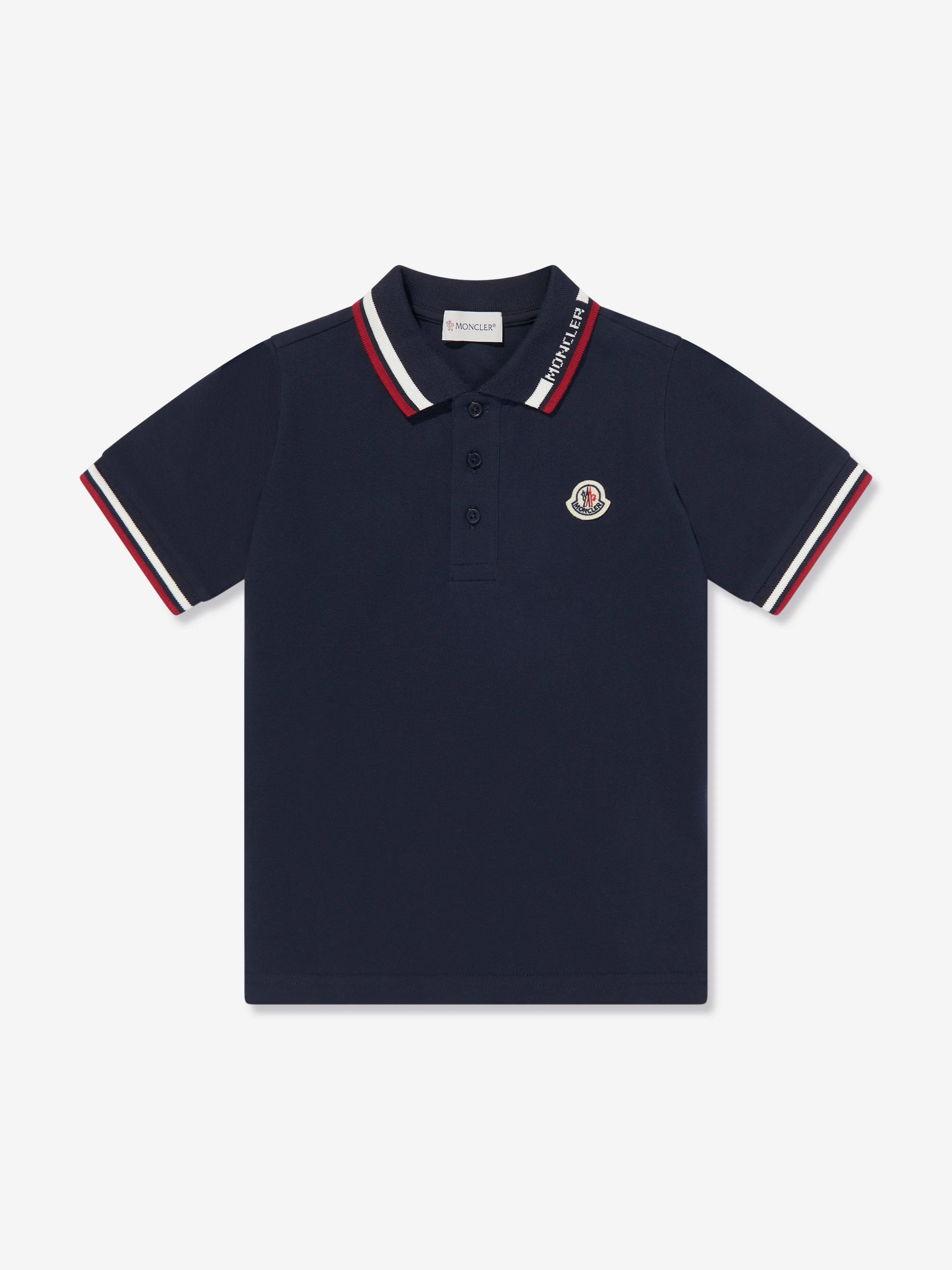 Moncler Enfant Boys Logo Polo Shirt in Navy