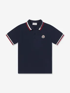 Moncler Enfant Boys Logo Polo Shirt in Navy