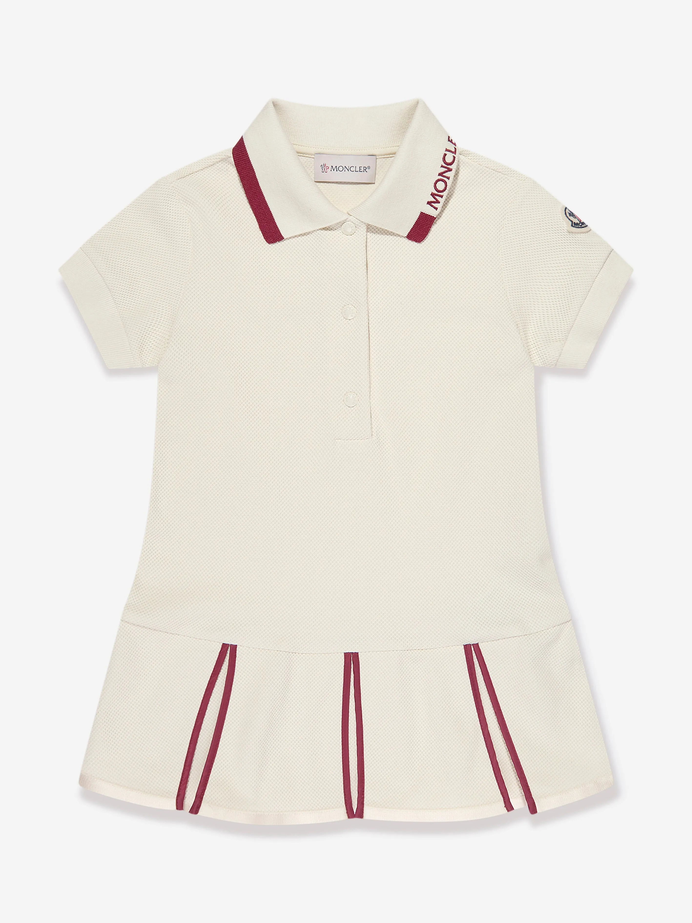 Moncler Enfant Girls Logo Polo Dress in Ivory