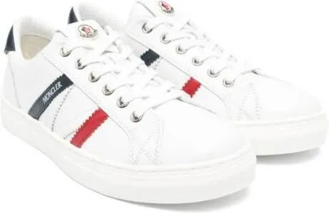 Moncler Enfant logo-print leather sneakers White