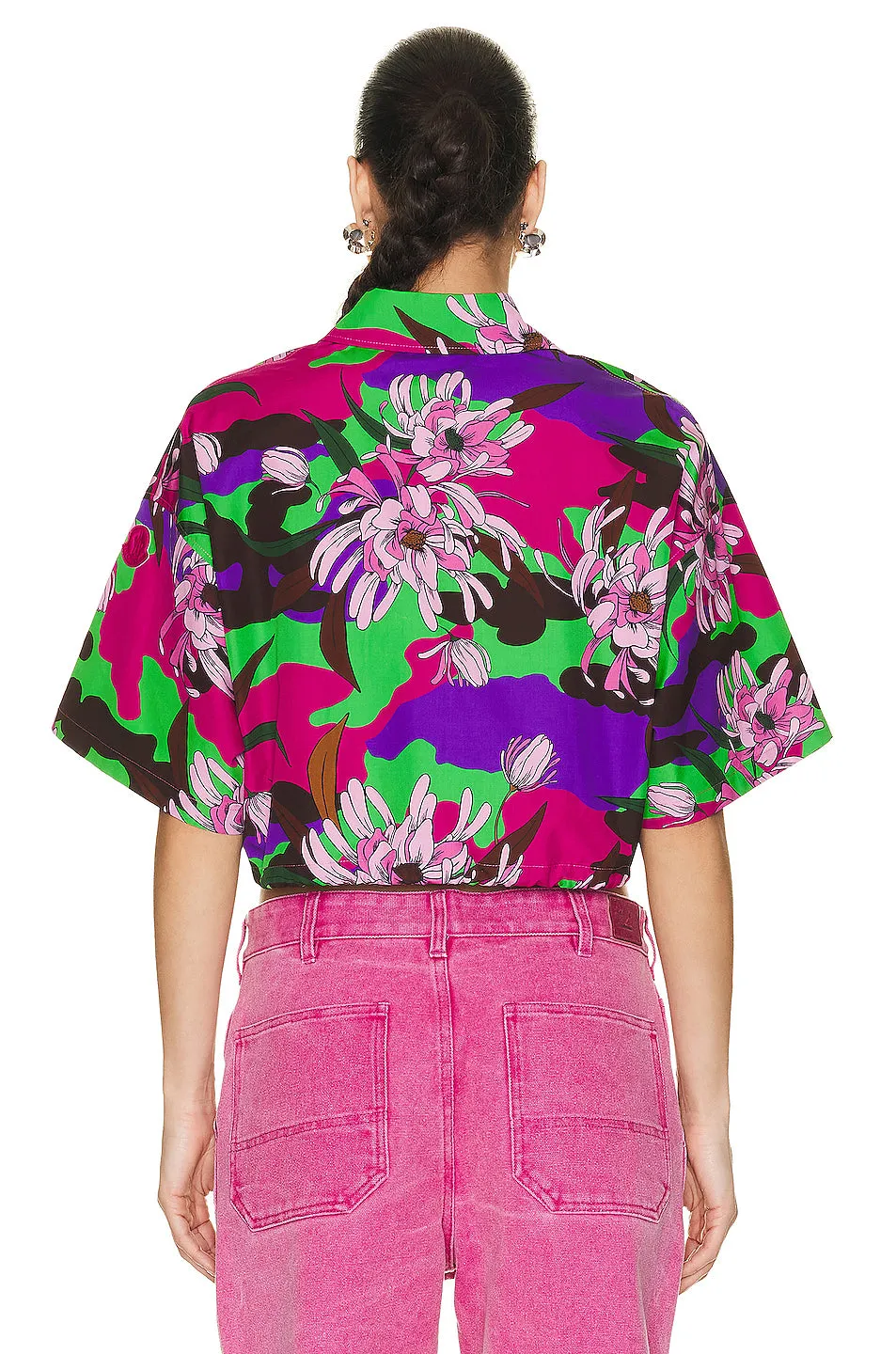 Moncler Floral Cropped Short Sleeve Shirt