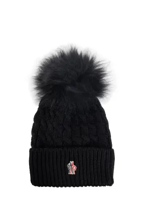 moncler grenoble wool beanie with pom pom