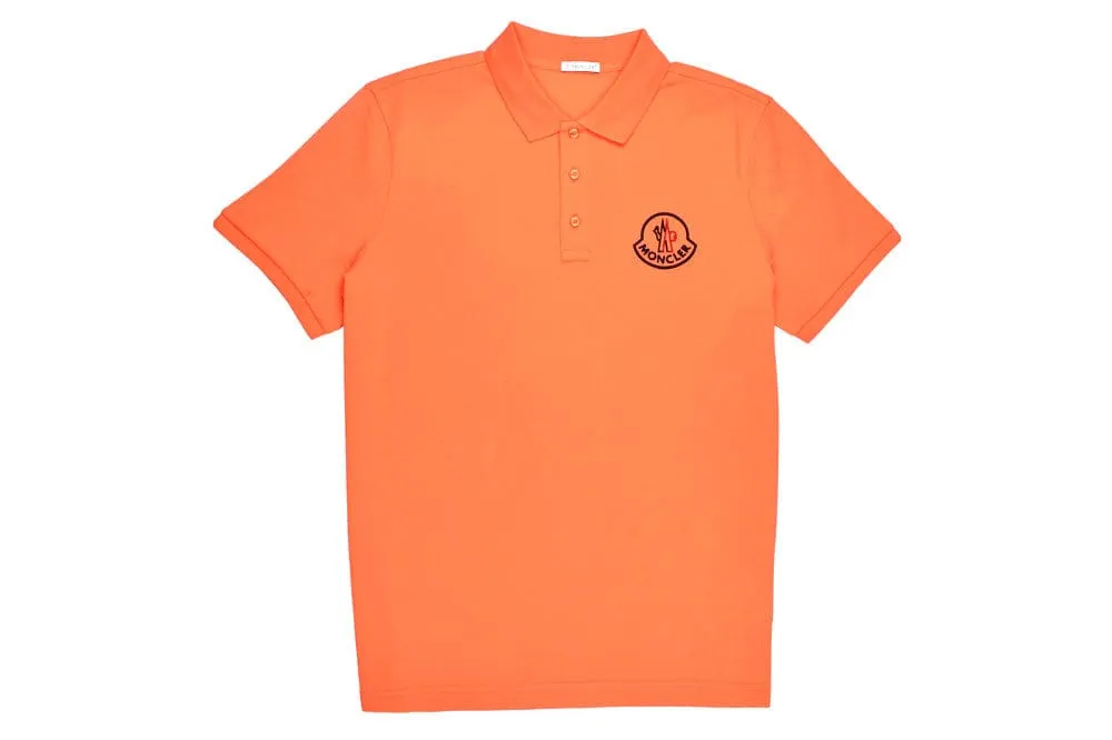 Moncler Macro Logo Polo Shirt Orange