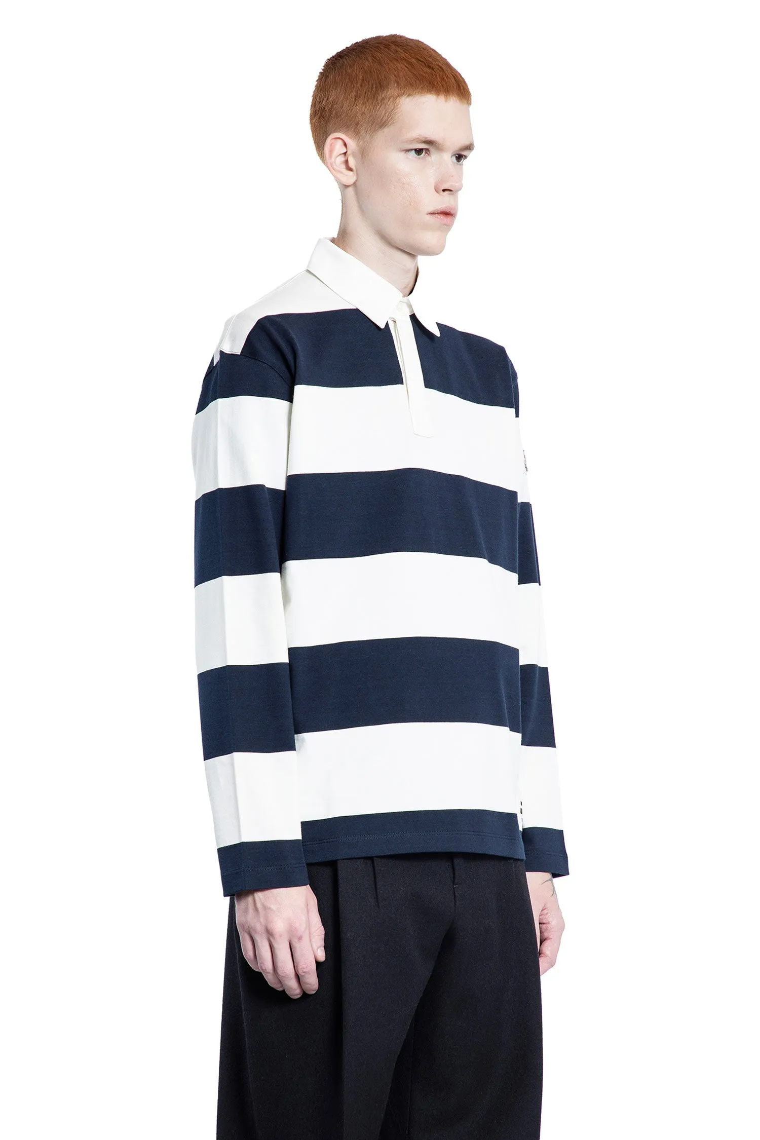 moncler striped long sleeve polo shirt