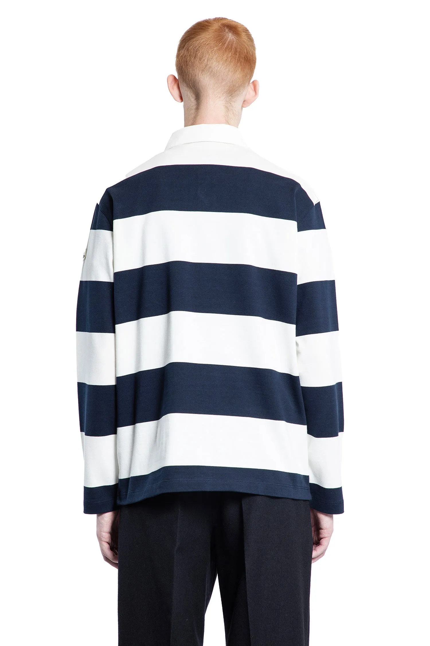 moncler striped long sleeve polo shirt