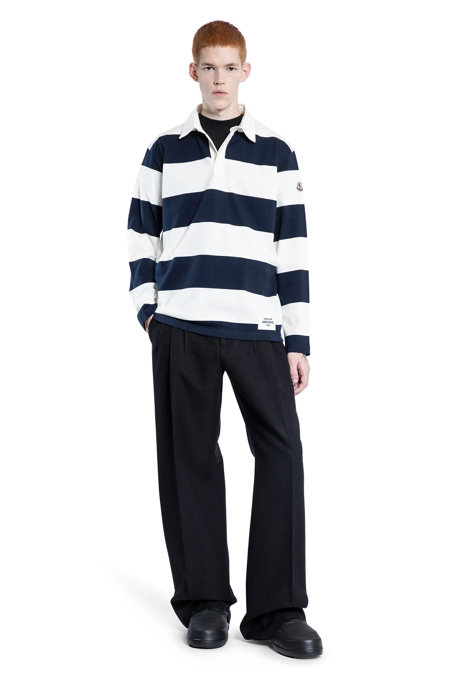 moncler striped long sleeve polo shirt