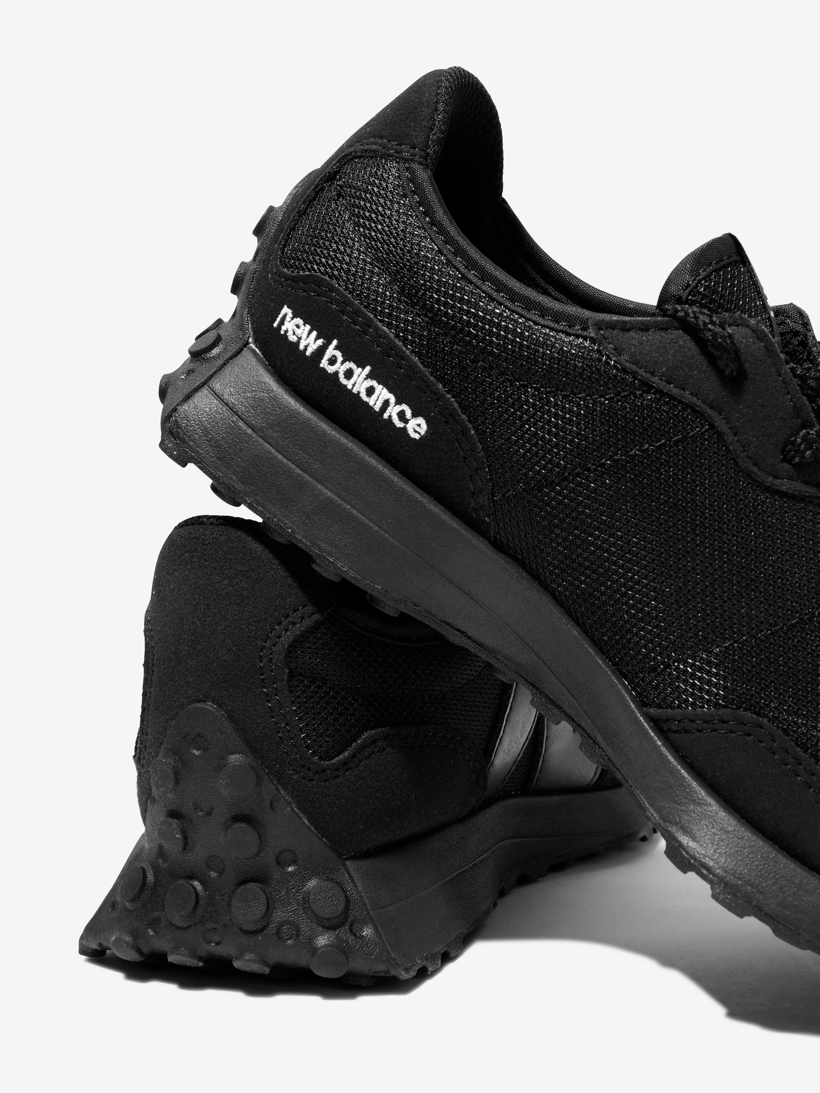 New Balance - Kids 327 Lace Up Logo Trainers in Black | Childsplay Clothing