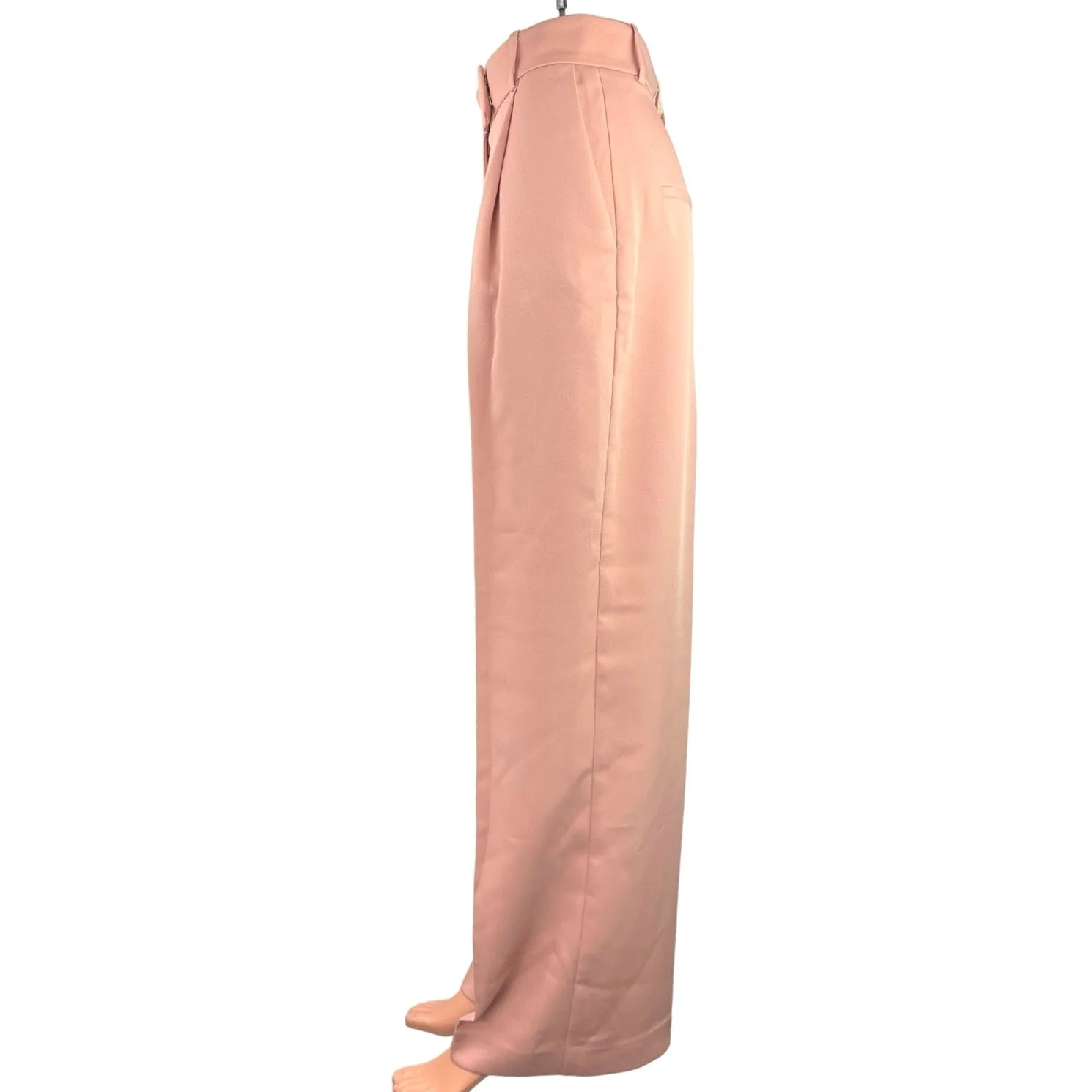 NEW Mango Pink High Rise Front Pleated Business Career Wide Leg Dress Pants 2