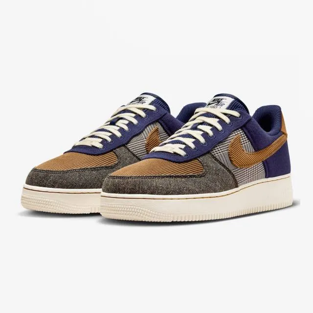 Nike air force 1 '07 premium (tweed corduroy/ brown/ midnight navy/ ale brown/ pale ivory) men us 8-