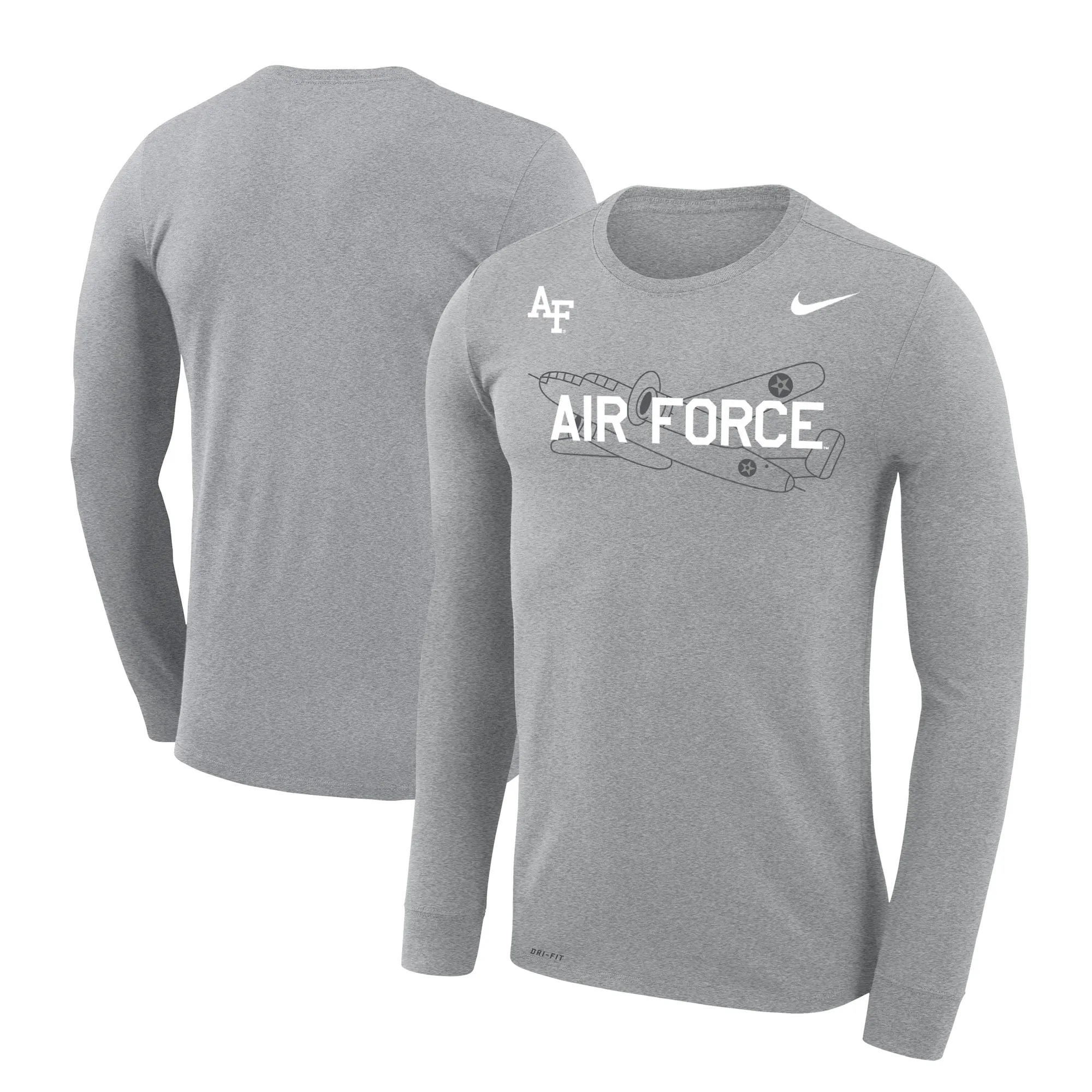 Nike  Air Force Falcons Heather Gray Rivalry Plane Legend Performance T-Shirt