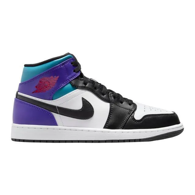 Nike air jordan 1 mid (aqua/ white/ court purple/ tropical twist/ varsity red/ university gold/ blac