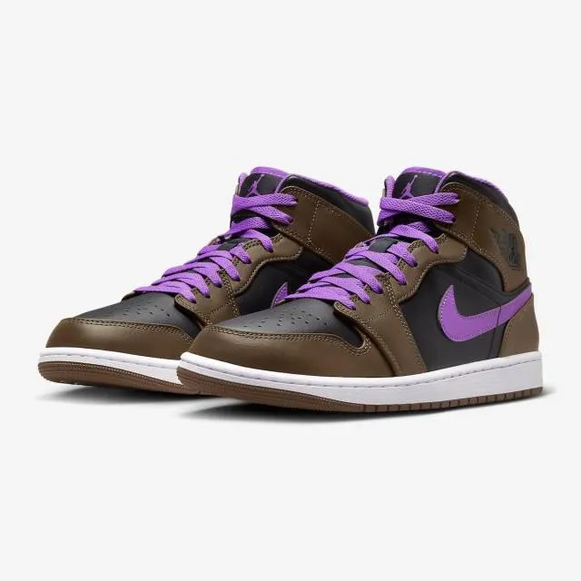 Nike air jordan 1 mid (palomino/ brown/ wild berry/ white/ p