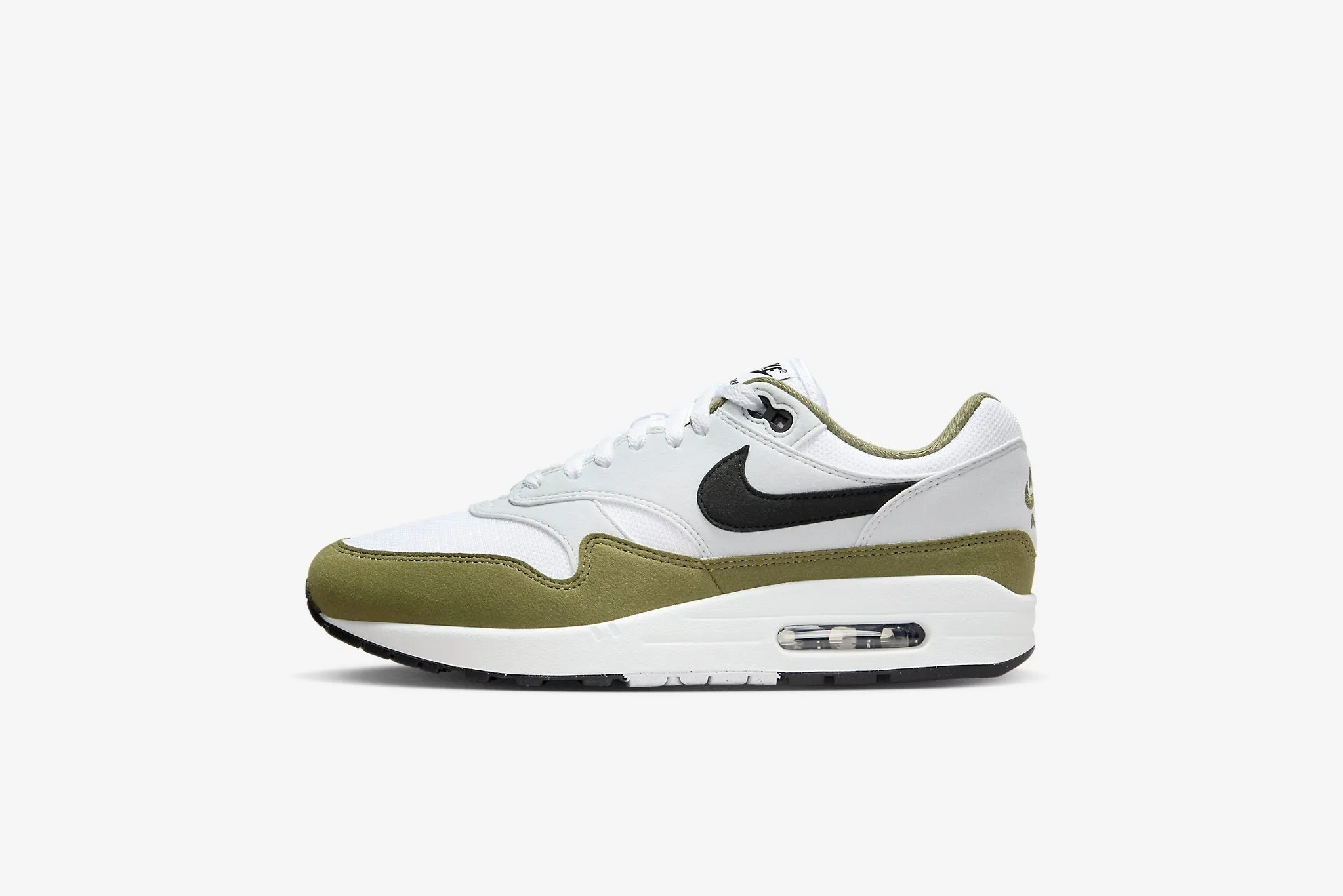 Nike Air Max 1  M - White / Black / Pure Platinum (Olive)