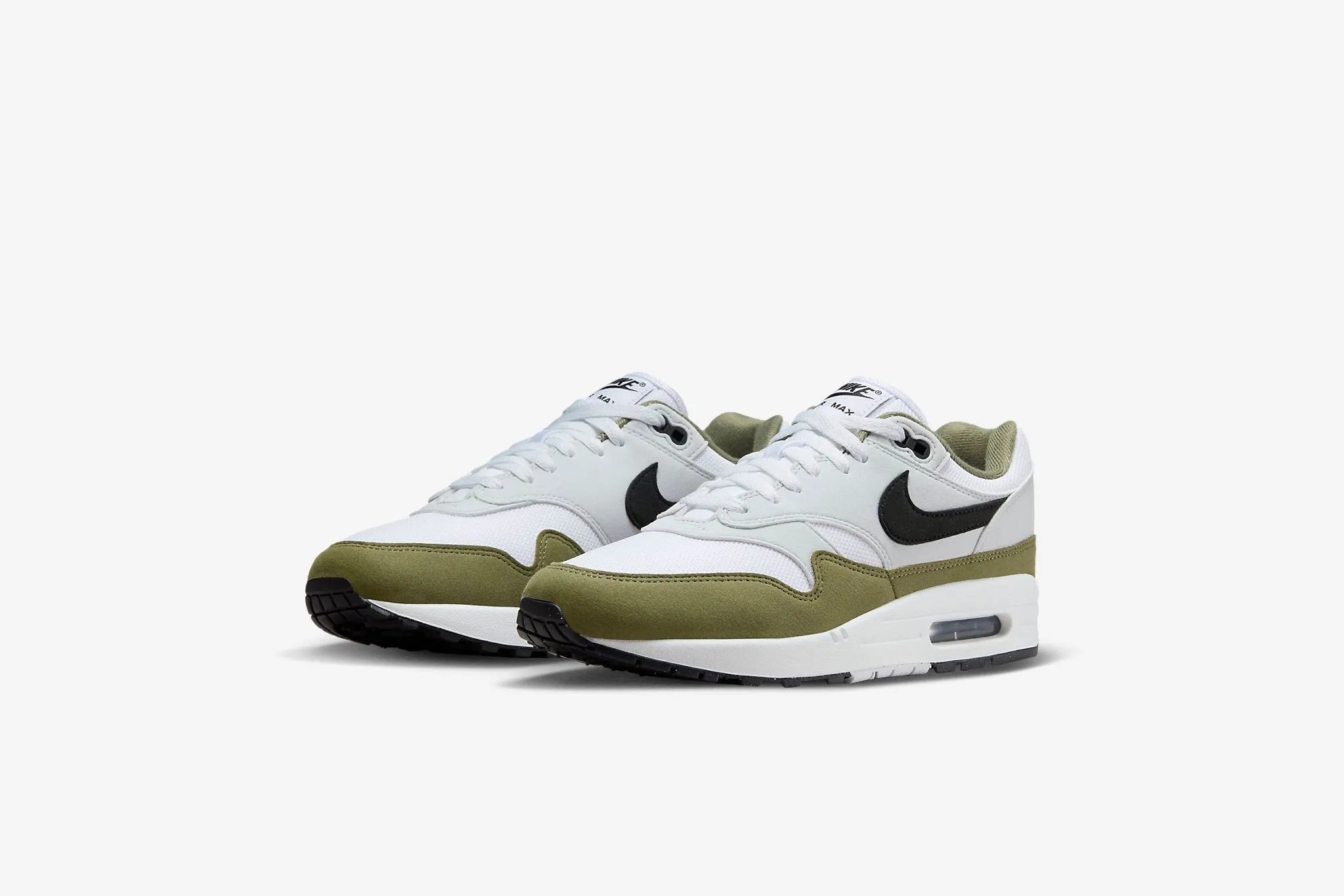 Nike Air Max 1  M - White / Black / Pure Platinum (Olive)