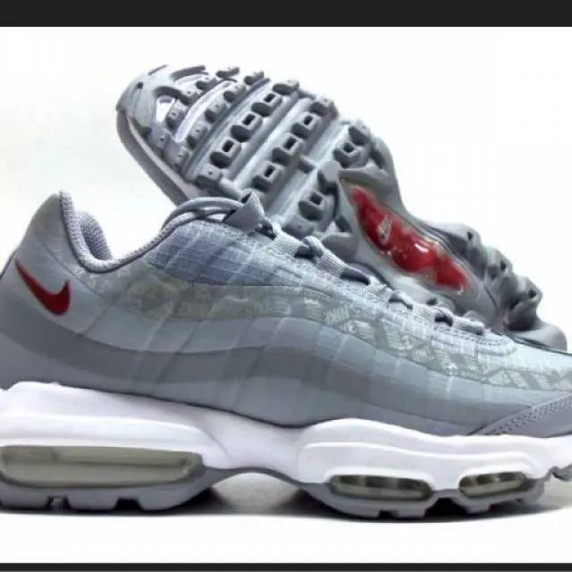 NIKE AIR MAX 95 ULTRA WOLF GREY/RED CRUSH SIZE MEN'S 8.5 [