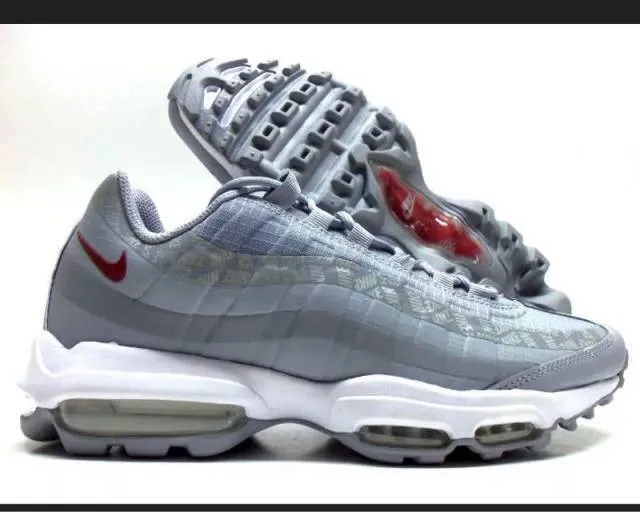 NIKE AIR MAX 95 ULTRA WOLF GREY/RED CRUSH SIZE MEN'S 8.5 [