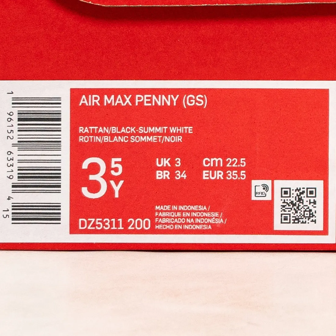 Nike Big Kids Air Max Penny (Gs) (rattan / black-summit white-ale brown)