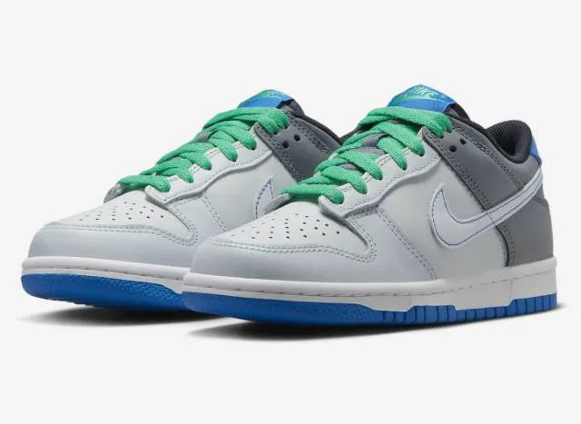 Nike dunk low gs grey blue green