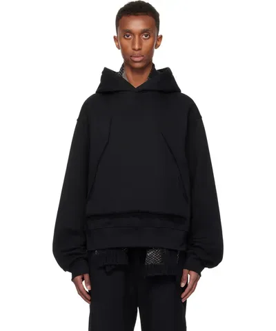 NULLUS SSENSE Exclusive Black Slit Cut Hoodie