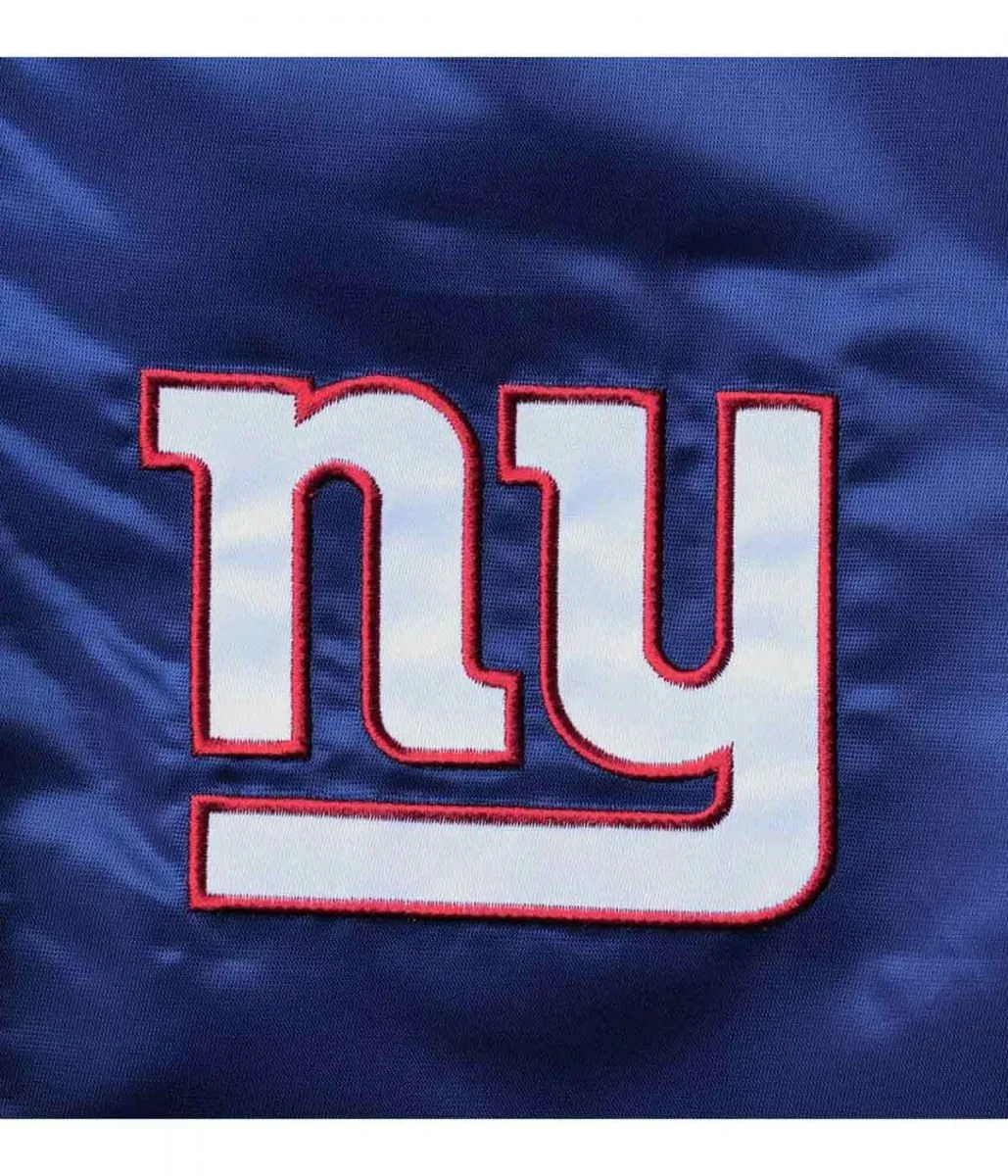 NY Giants Leader Red and Blue Full-Snap Satin Varsity Jacket