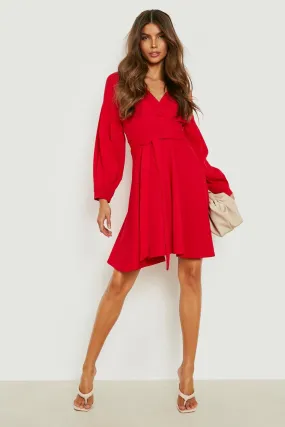 Off The Shoulder Wrap Skater Dress