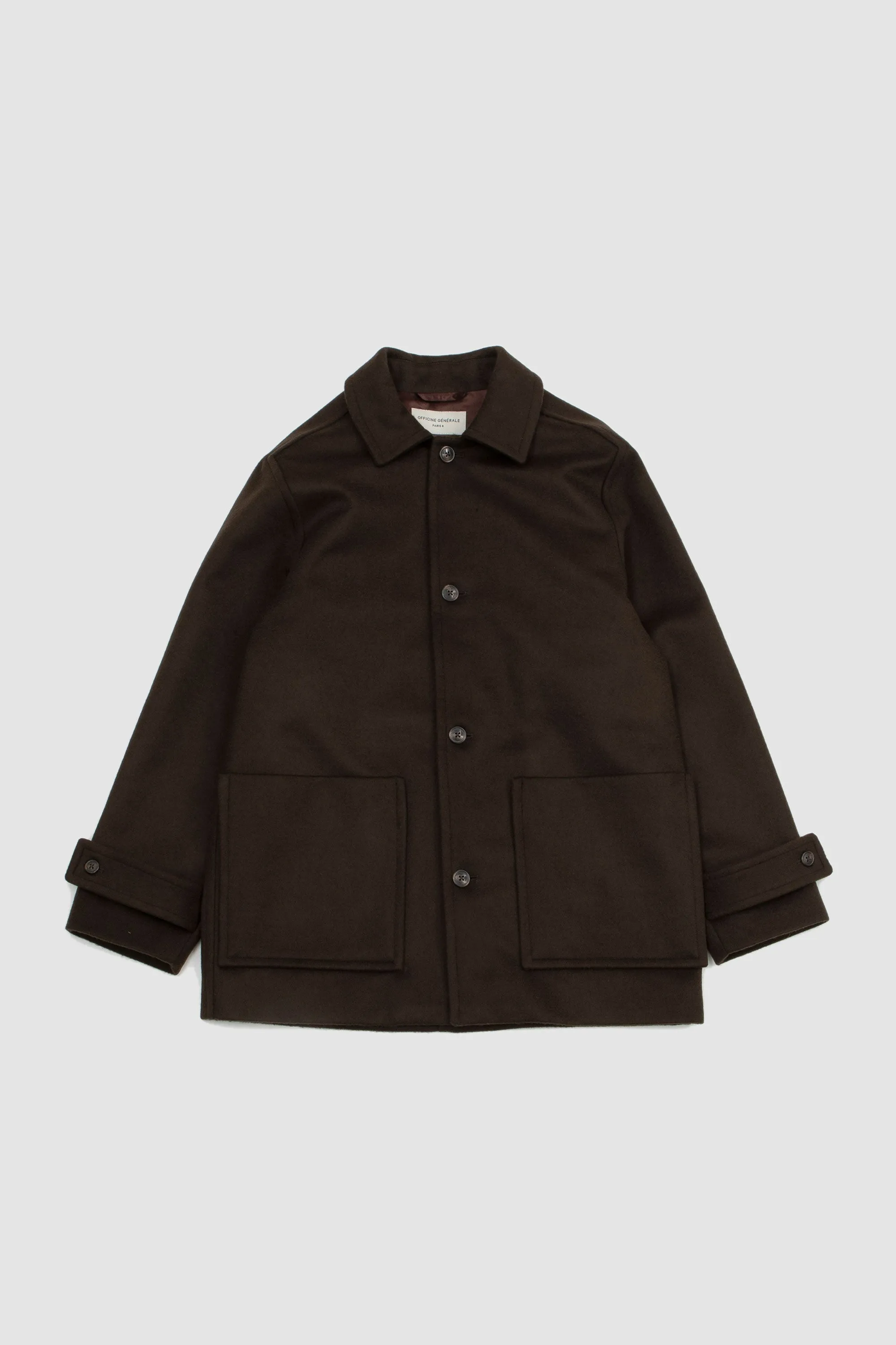 Officine Generale Barthelemy Jacket Itl. Piedye Wool Cashmere Dark Coffee