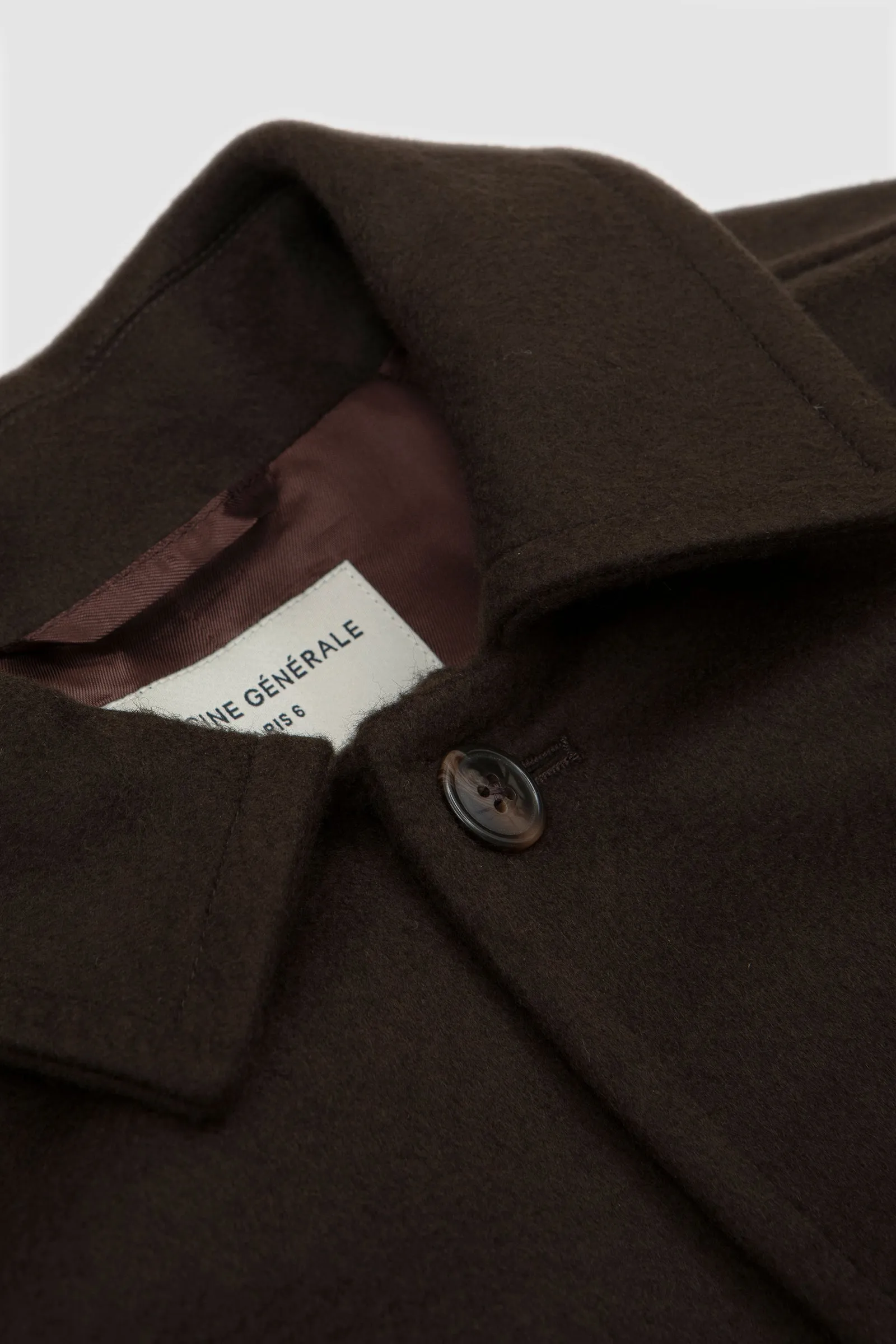 Officine Generale Barthelemy Jacket Itl. Piedye Wool Cashmere Dark Coffee