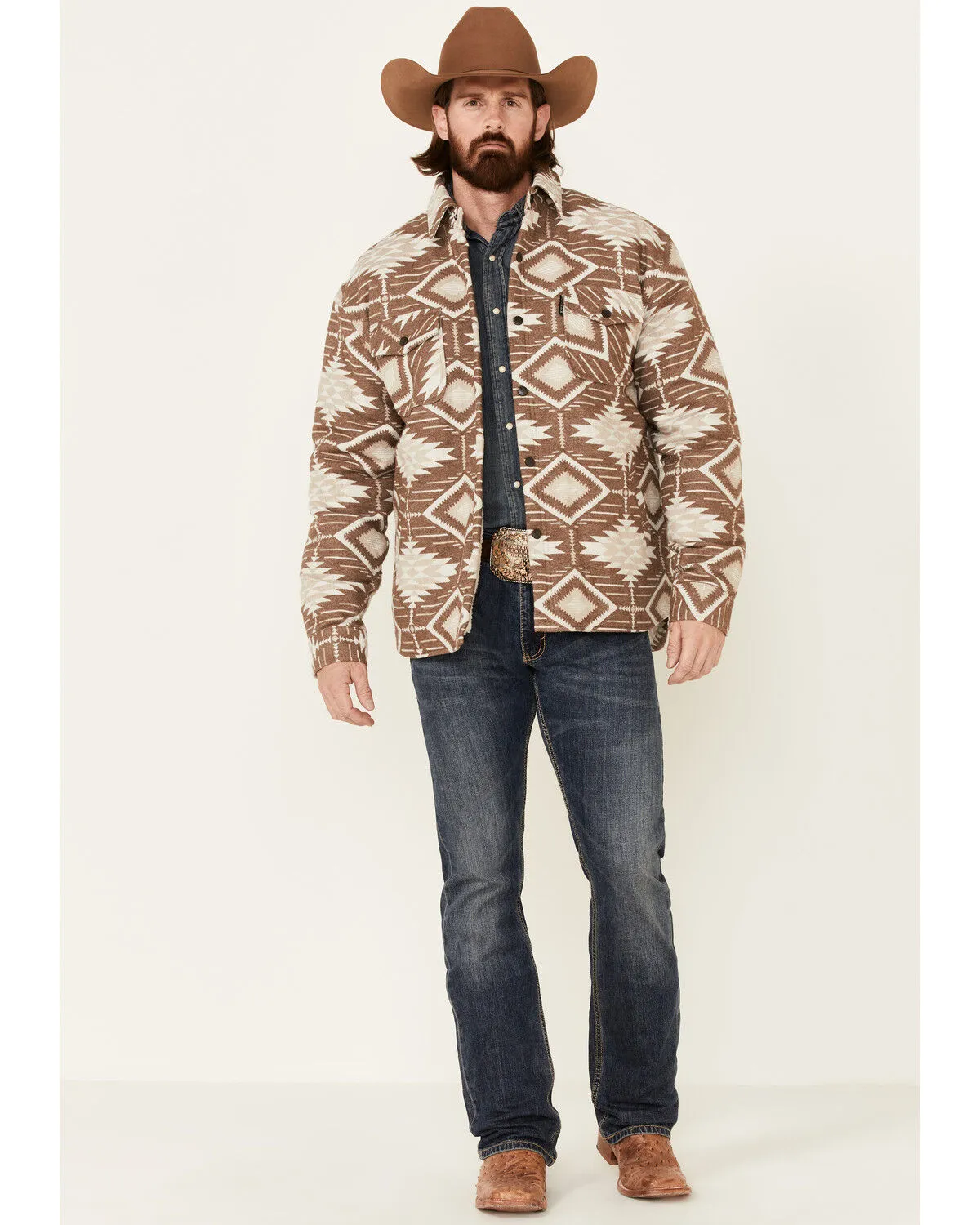 Outback Trading Co. Brown Ronan Southwestern Print Snap-Front Jacket