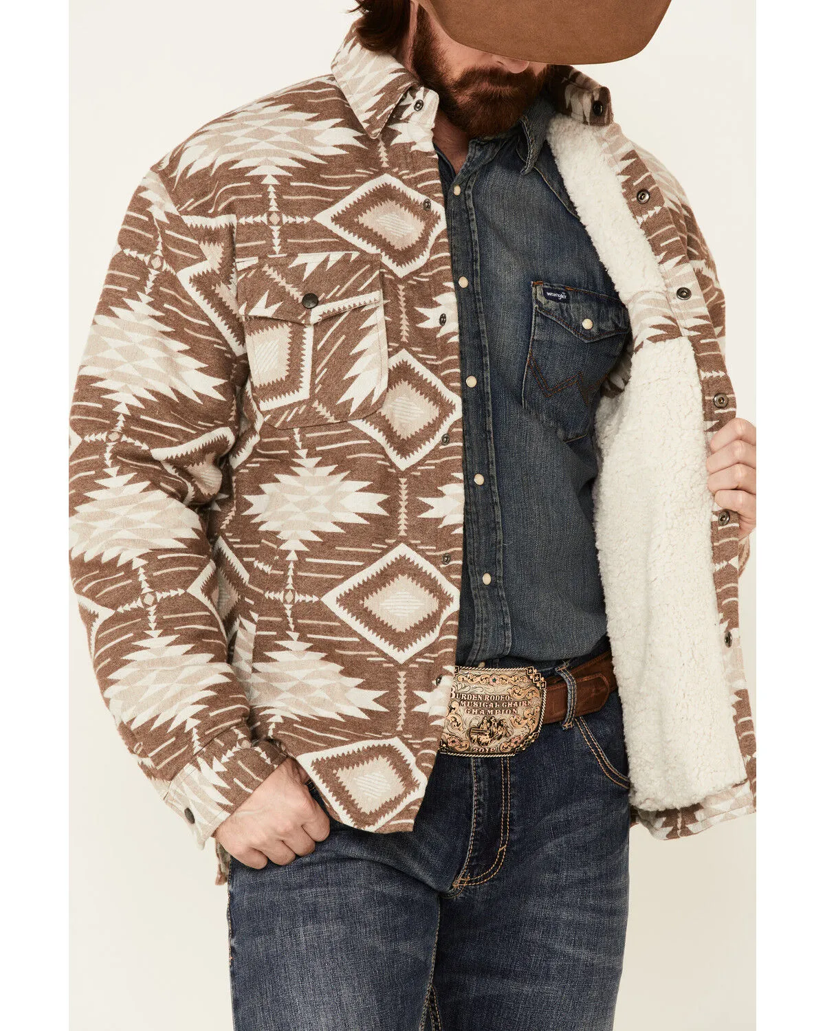 Outback Trading Co. Brown Ronan Southwestern Print Snap-Front Jacket