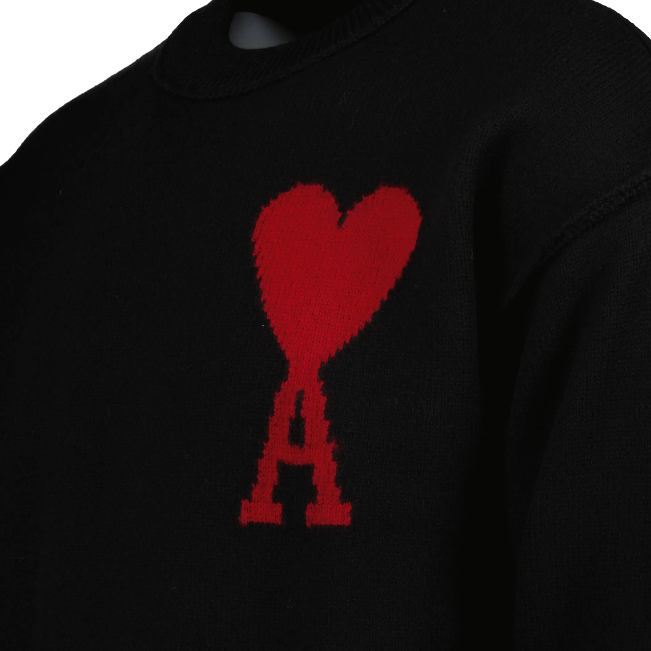 Oversize Black Pullover with Heart Embroidery