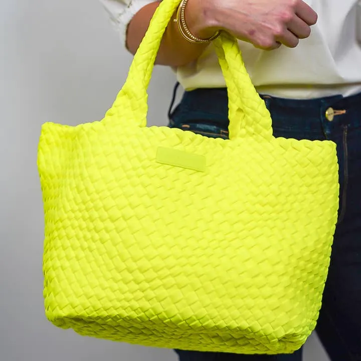 Parker & Hyde -  Woven Tote Bone Print Neon Yellow