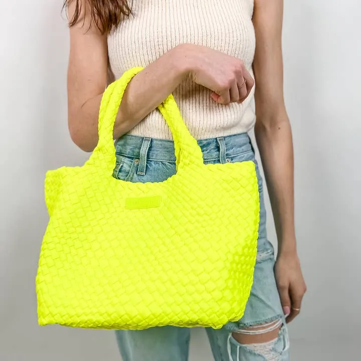 Parker & Hyde -  Woven Tote Bone Print Neon Yellow