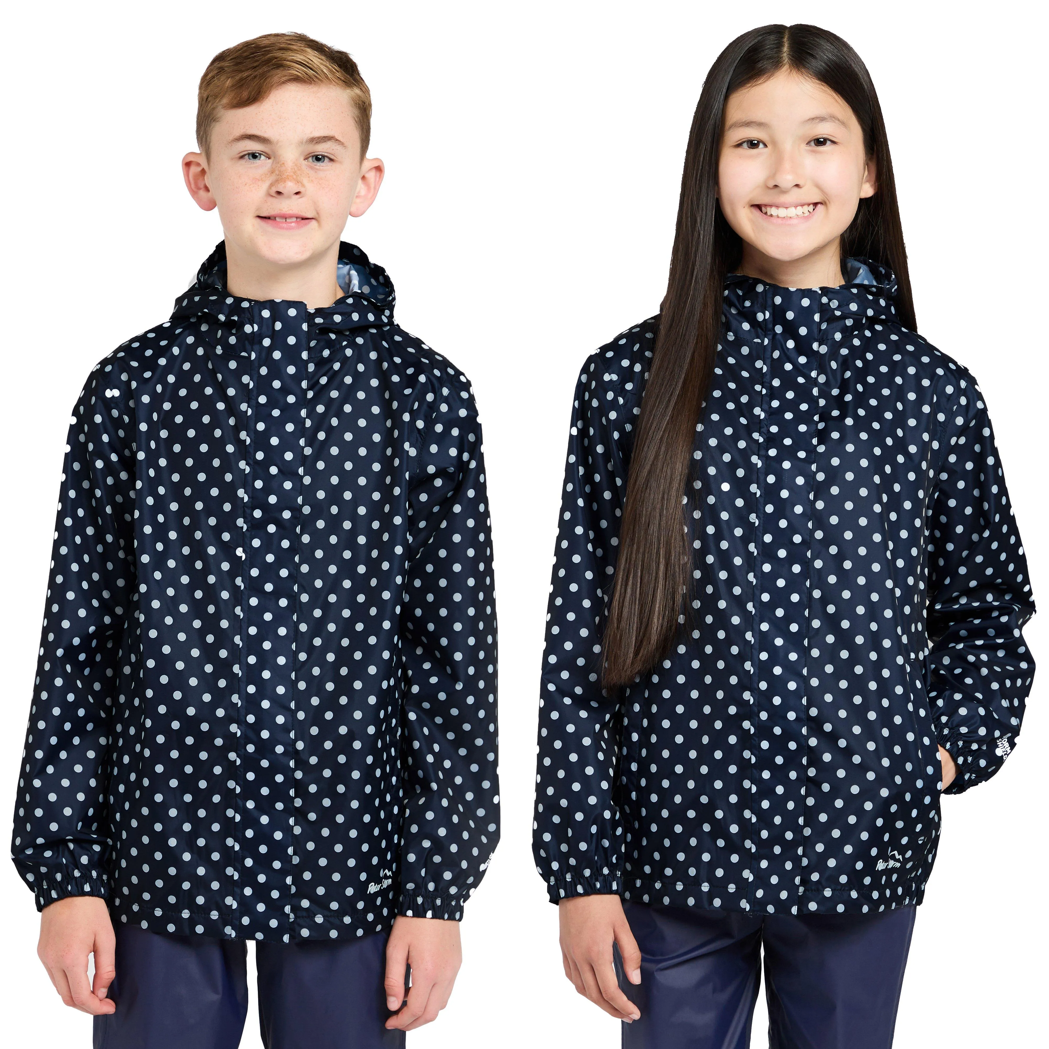 Peter Storm Kids Packable Waterproof Jacket Navy/White Polka Dot | Ultimate Outdoors